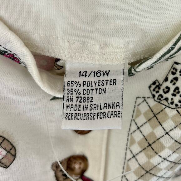 New Vintage fashion bug Henley teddy bear novelty Cottagecore 90s Y2K cute XL - Picture 8 of 10